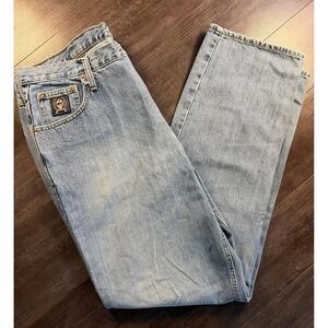 Cinch Jeans Mens 38x36 Light Wash Blue Relaxed Fit Straight Leg Cotton Denim